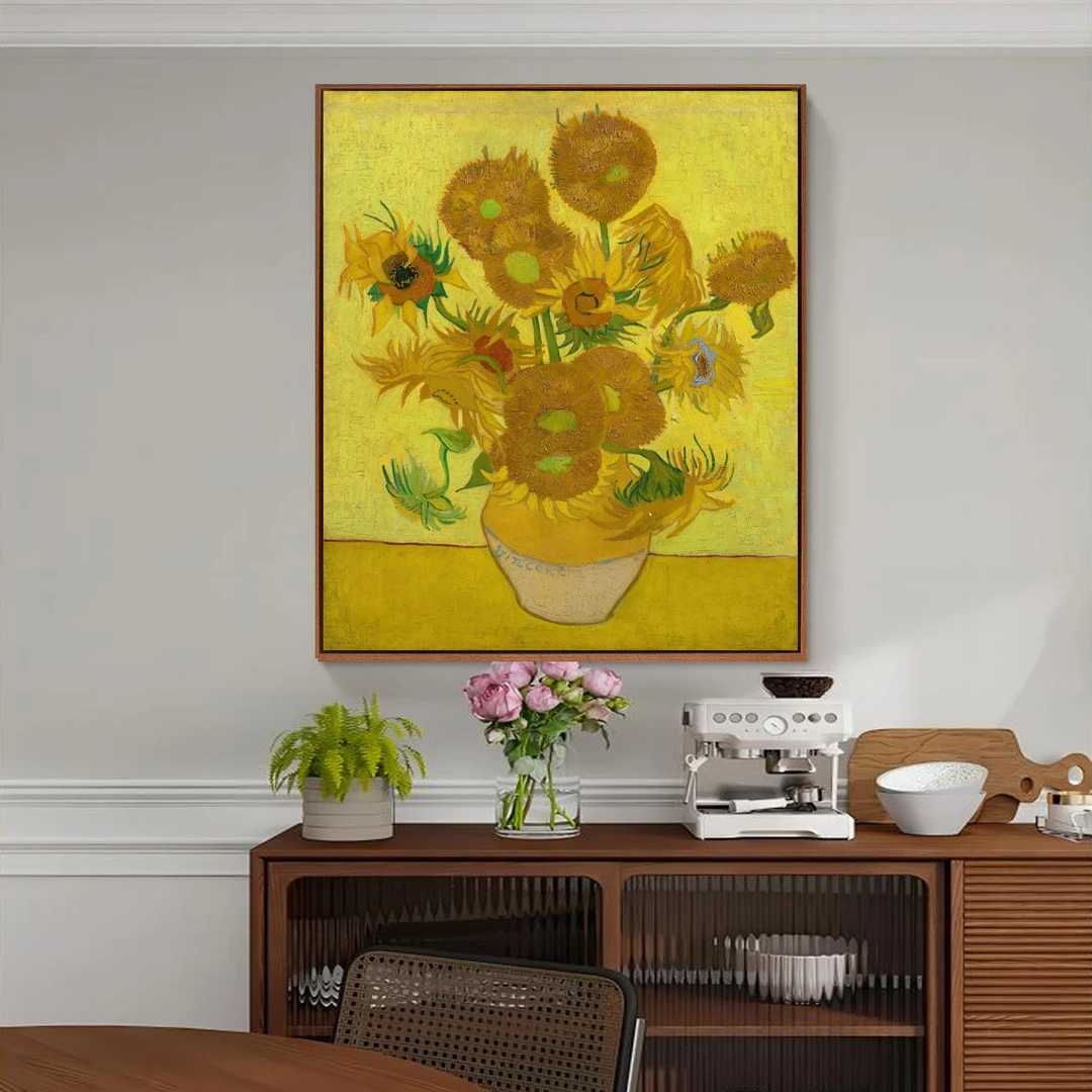 印象派梵高向日葵植物静物花卉装饰画厅书房卧室画餐厅花园挂画