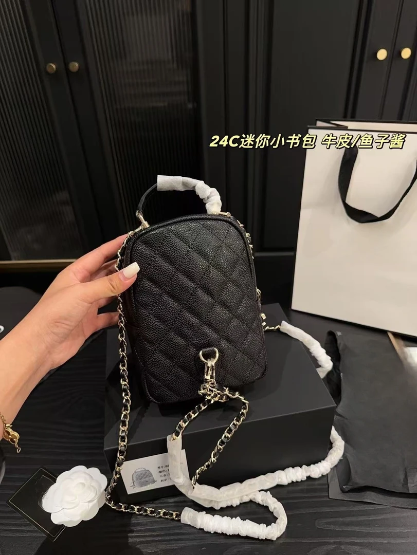 【24c小背包】双肩包书包菱格背包女包链条小号荔枝牛皮单口袋