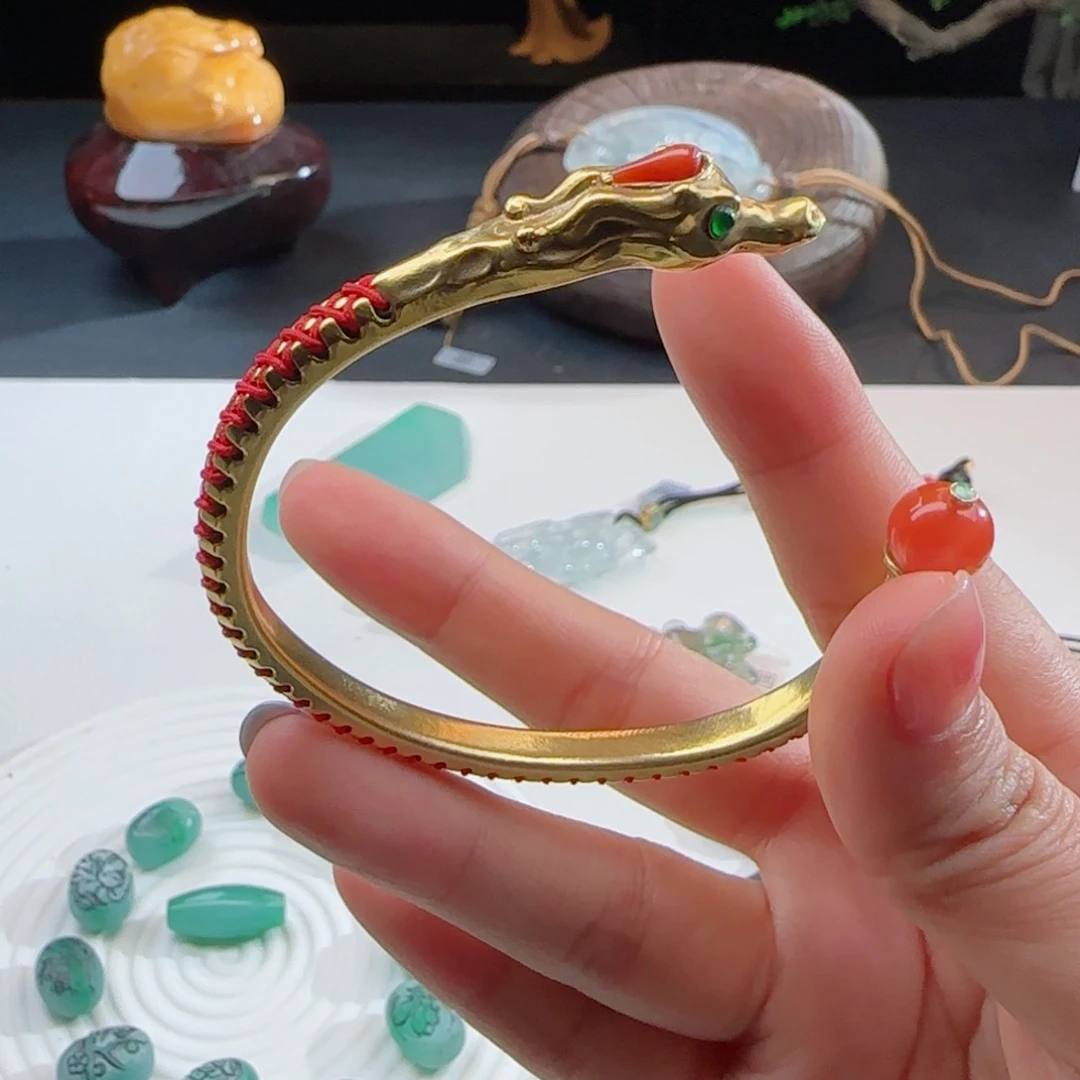 【闪购商品】南红玛瑙手镯银S925镀金镶嵌年*橦