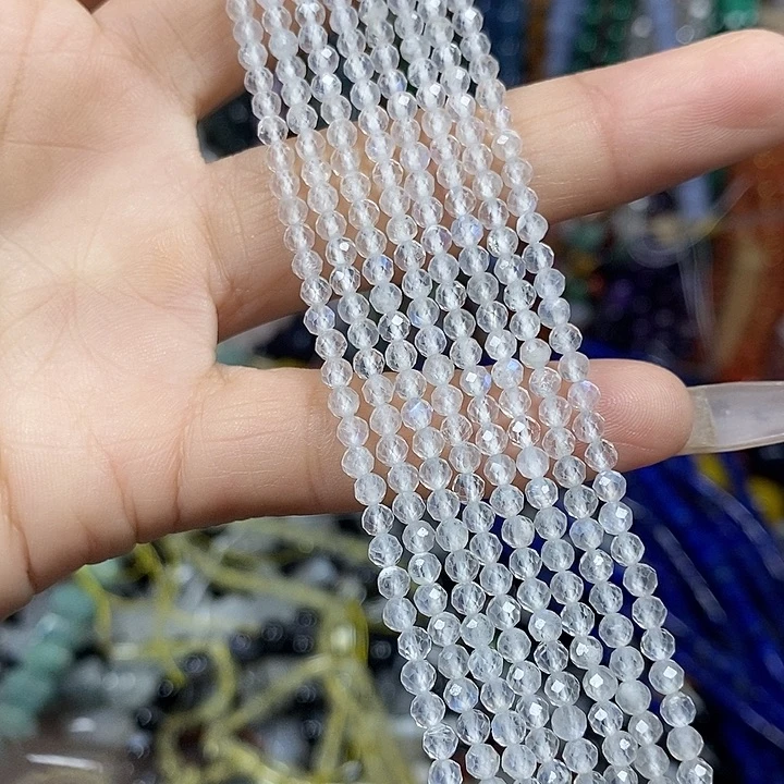 玛瑙/玉髓未镶嵌珠宝半成品天然蓝月光切面卡3mm一条