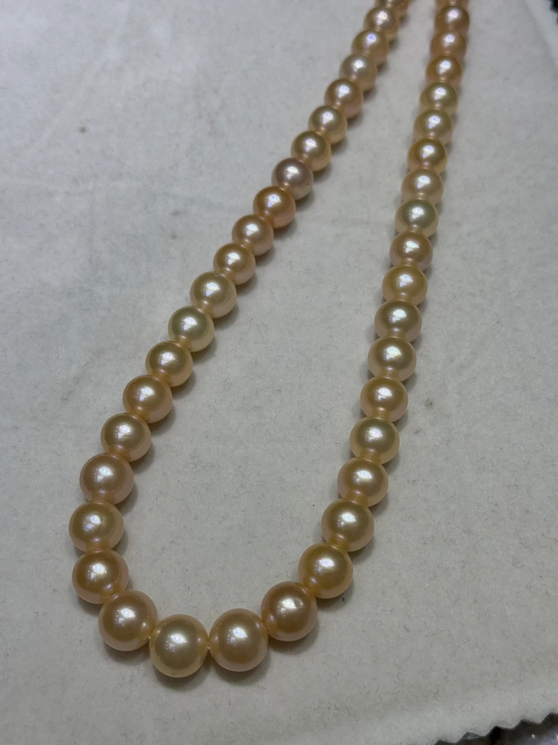 9-11mm极光香槟色正圆珍珠串链