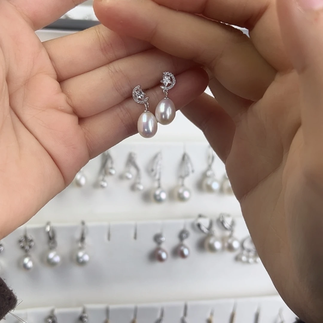 耳饰淡水珍珠银S925镶嵌