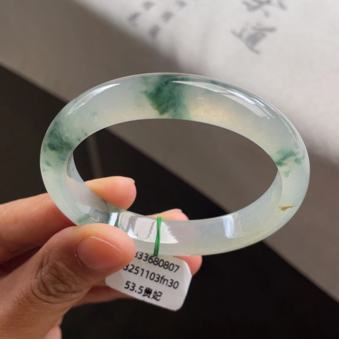 翡翠未镶嵌手镯起光冰飘花贵妃手镯【强推】