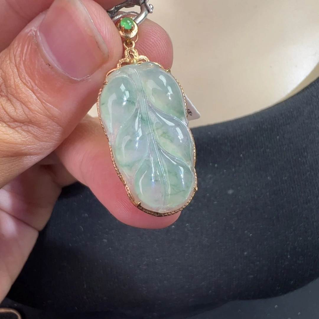 翡翠18K金镶嵌吊坠(不含链)