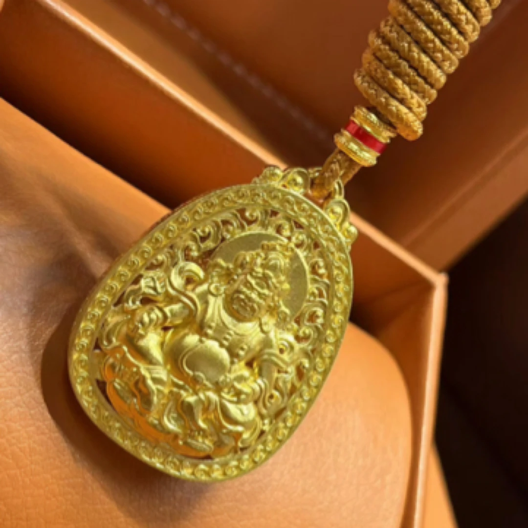 合金吊坠 合金吊坠雕刻饰品黄财神吊坠男女编绳挂坠吉祥如意编绳