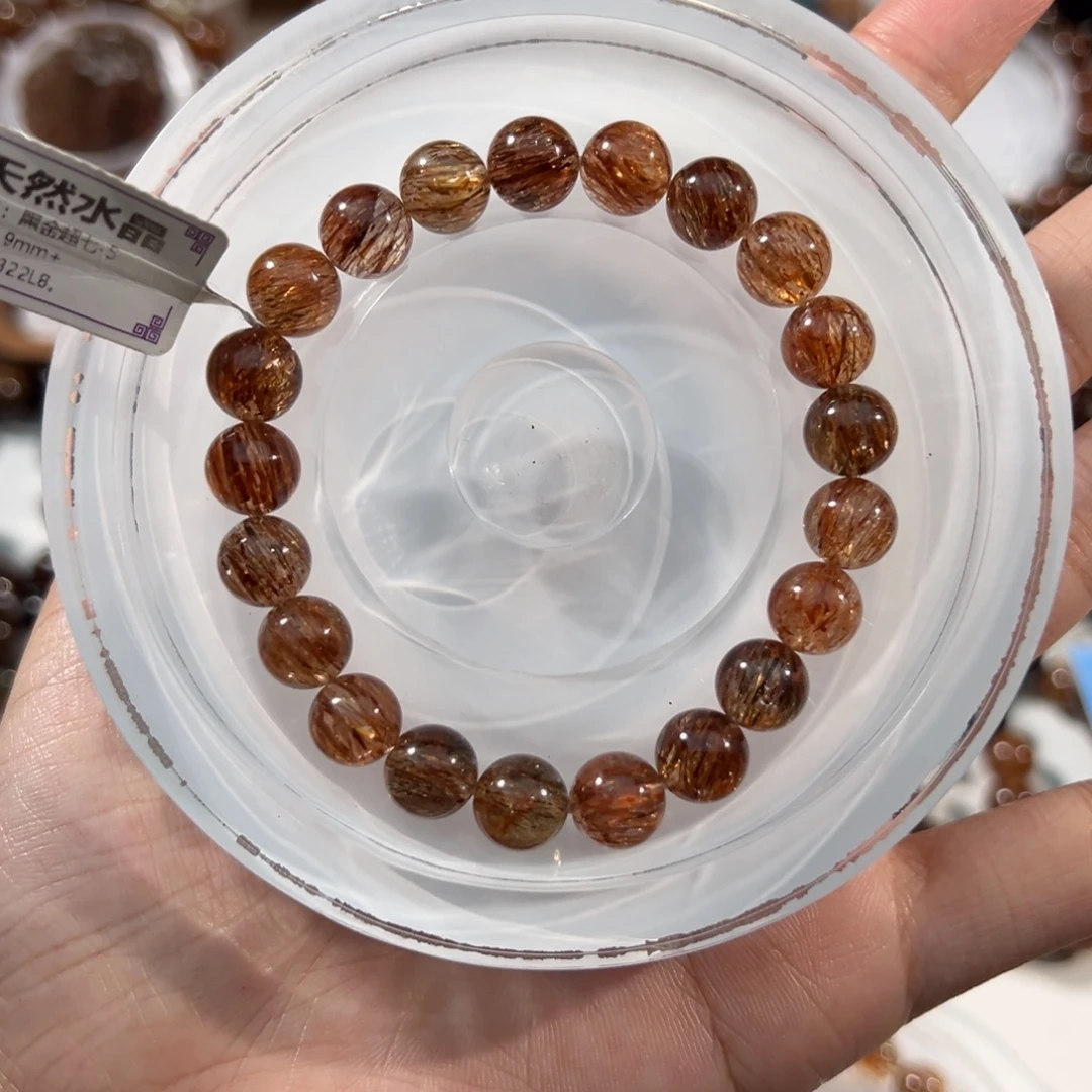 水晶手串未镶嵌黑金超七9