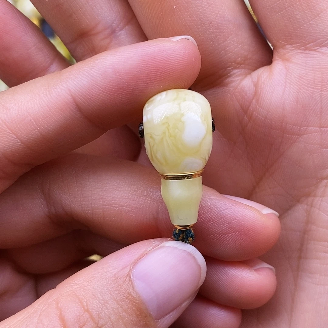 琥珀18K金镶嵌裸石13mm 蜜蜡金腰带三通