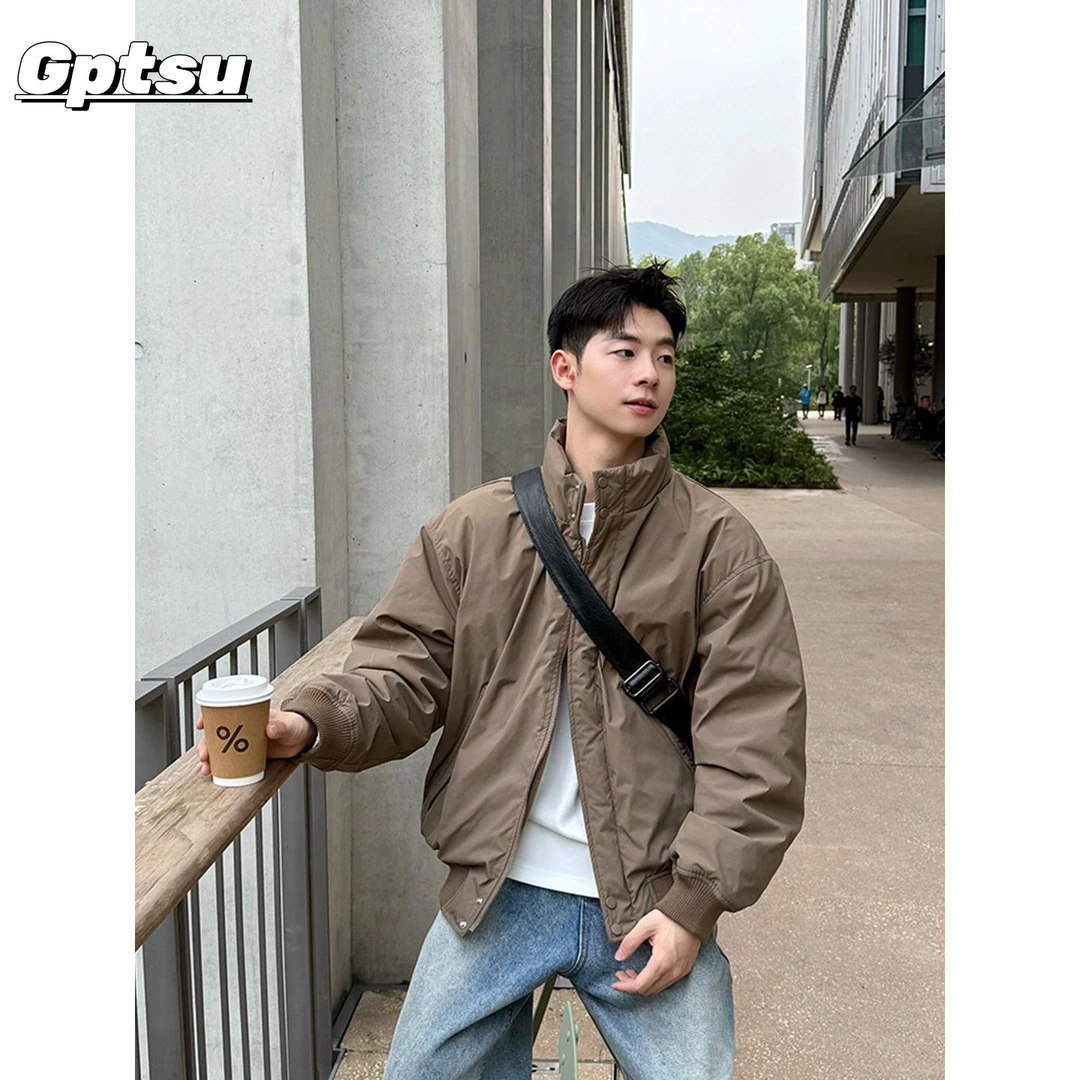 GPTSu纯色简约立领白鸭绒羽绒服冬季男生新款宽松百搭加厚外套潮