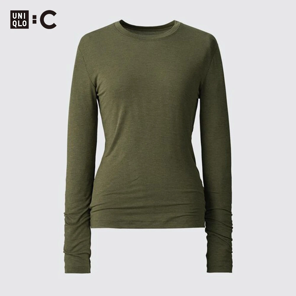 优衣库 女装 HEATTECH EXTRA WARM混纺圆领T恤长袖含羊绒 469765