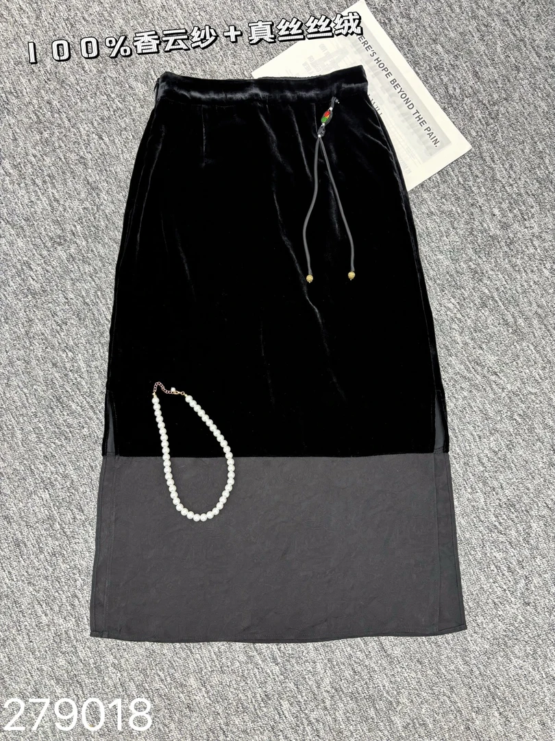 279018 新中式半身裙伞裙成人中长裙半身裙百搭不规则简约
