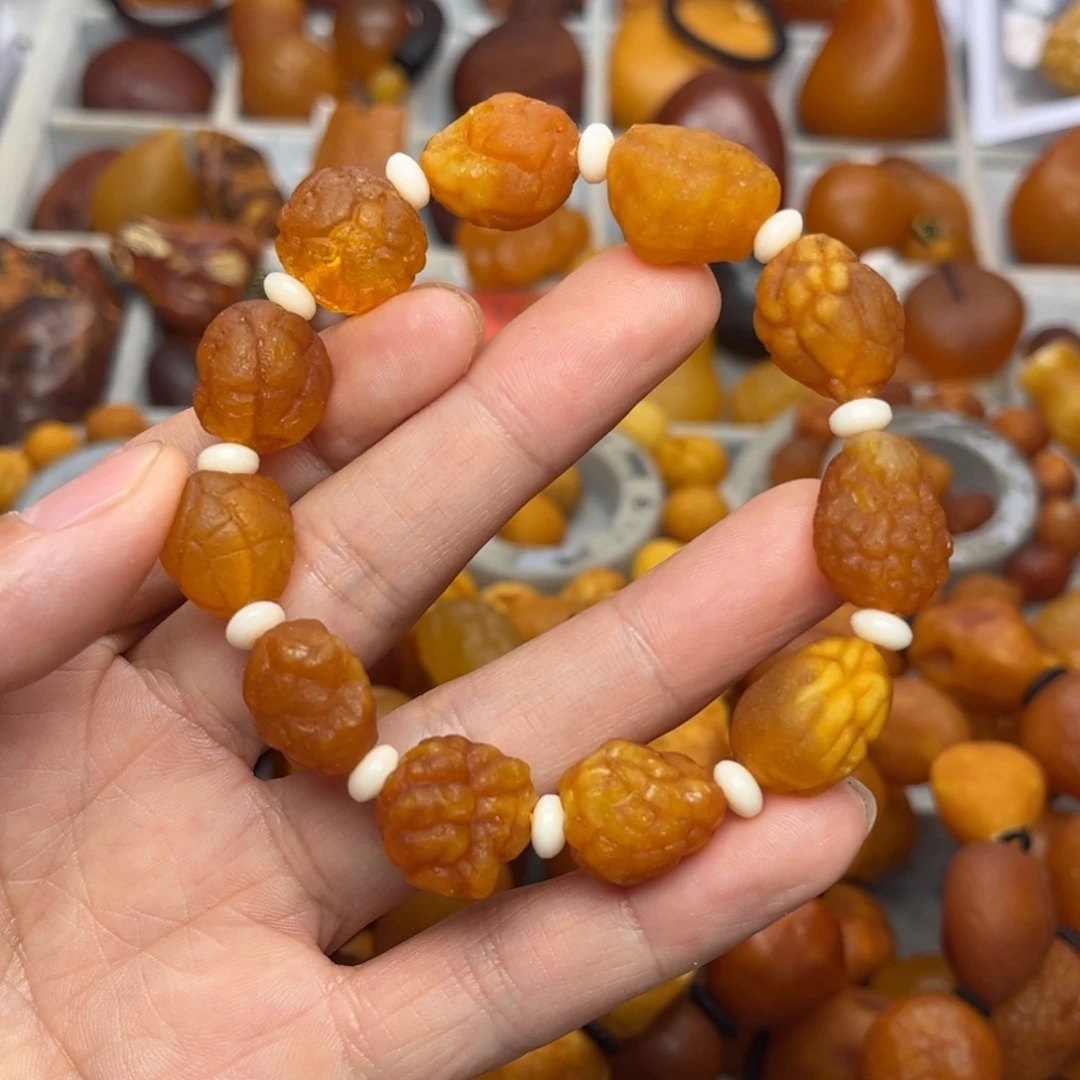 琥珀裸石未镶嵌天然蜜蜡手串