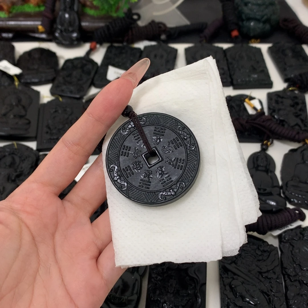 天然缅甸a货钢琴黑挂件