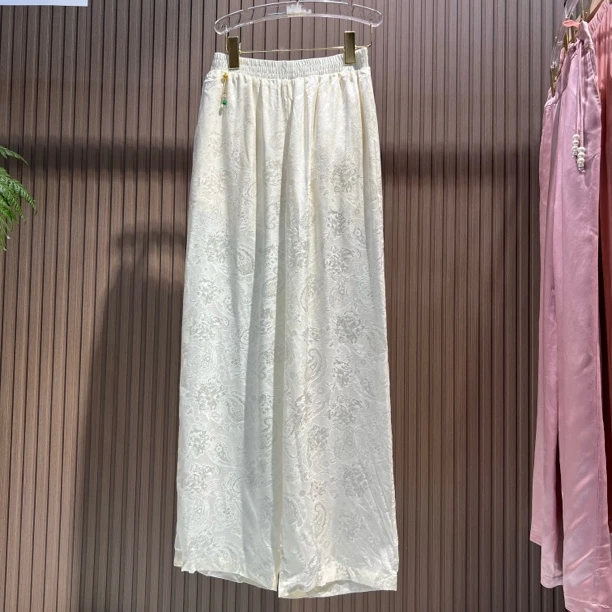 2627真丝提花直筒裤