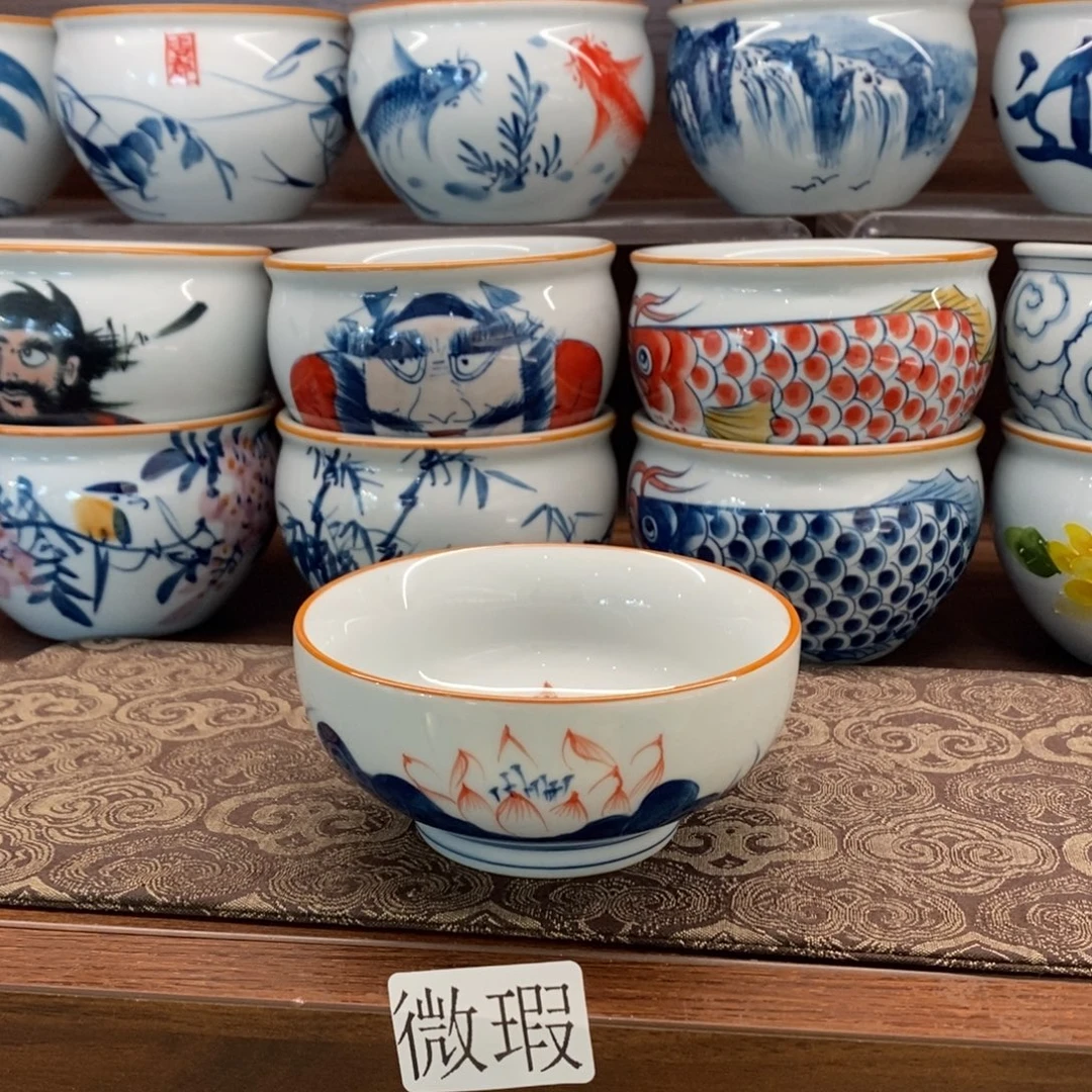 釉下彩老陶泥手工绘制