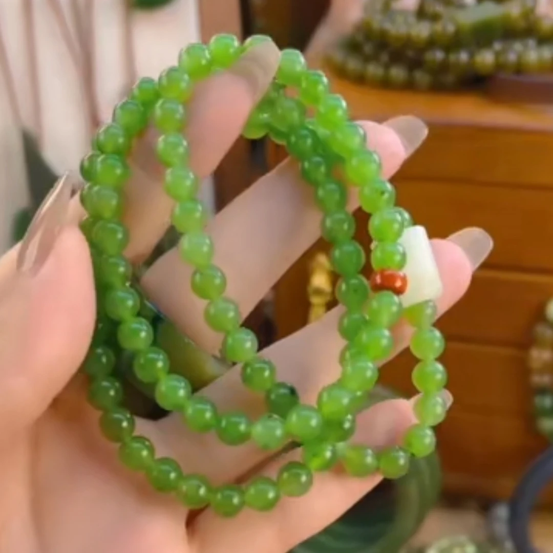 和田玉碧玉三圈手串