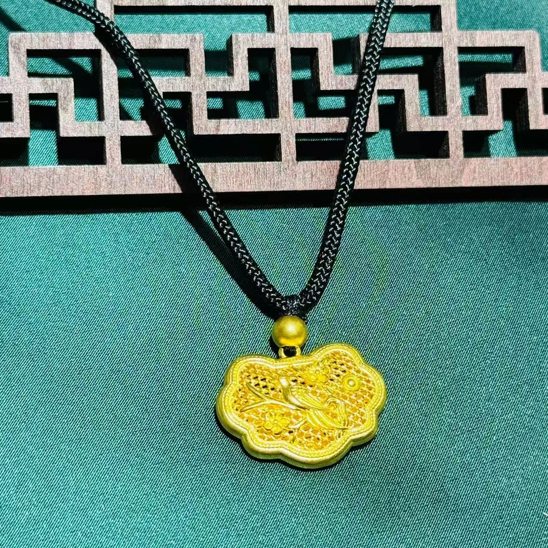 黄金足金999喜上眉梢吊坠