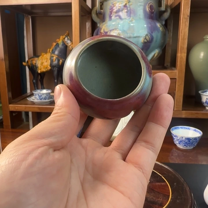 三***人陶瓷钧瓷天蓝釉小罐子