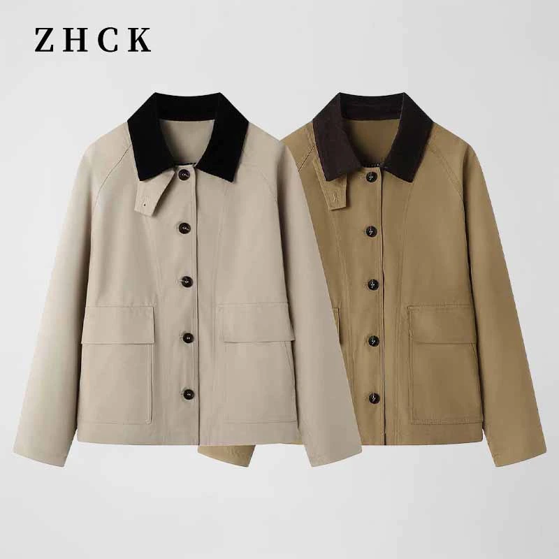 ZHCK 琥珀流光风复古时尚风衣2025秋季新款女设计感宽松百搭外套