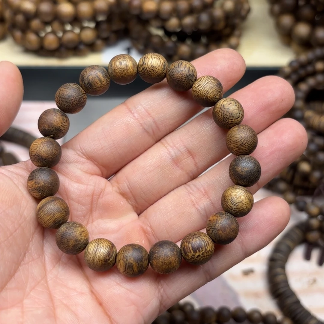 小***笨沉香手串金沙叶卡1.0单圈9.4克