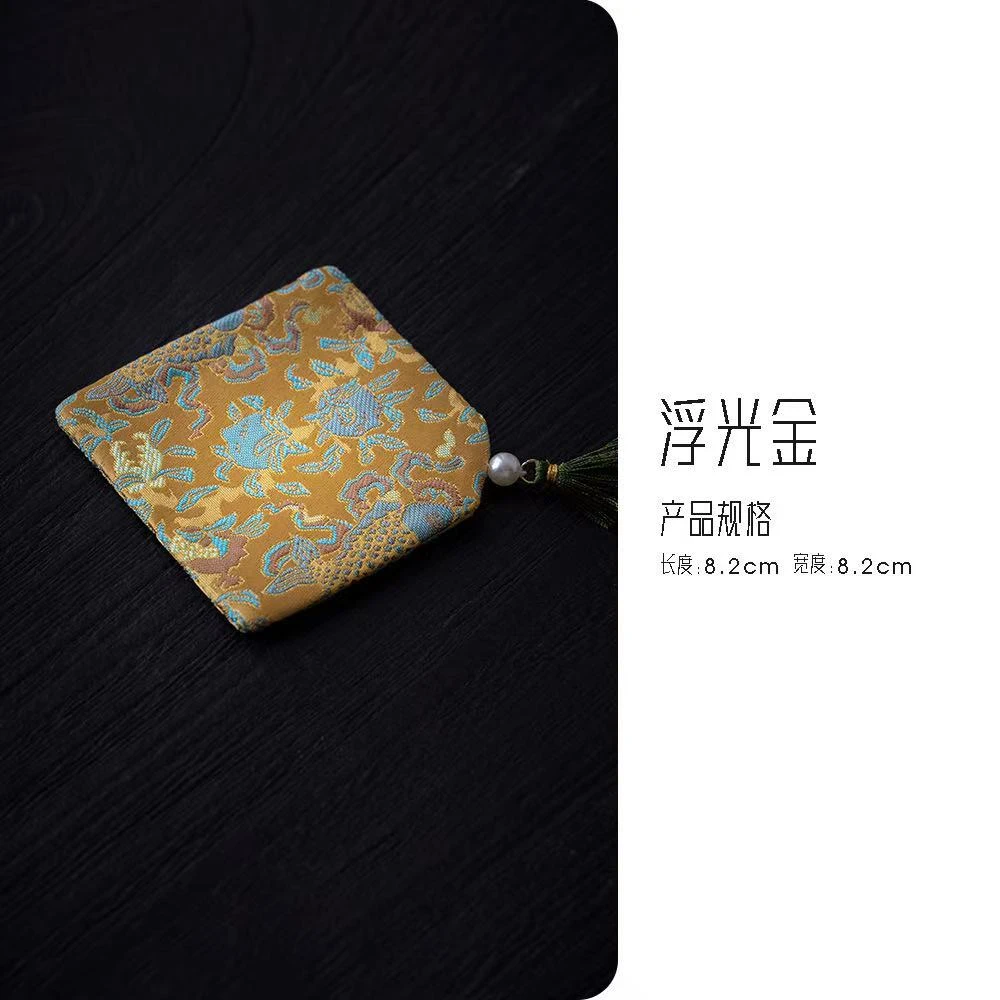 伴斤好物  中式浮光金银杏叶茶席 浮光金-杯垫银CZB3572