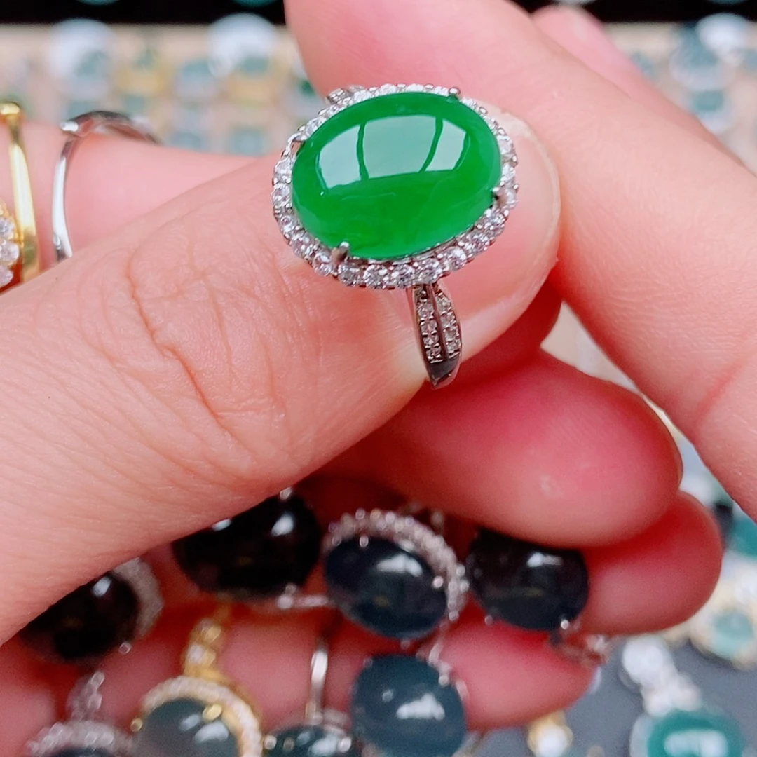 翡翠戒指银S925镶嵌80655975