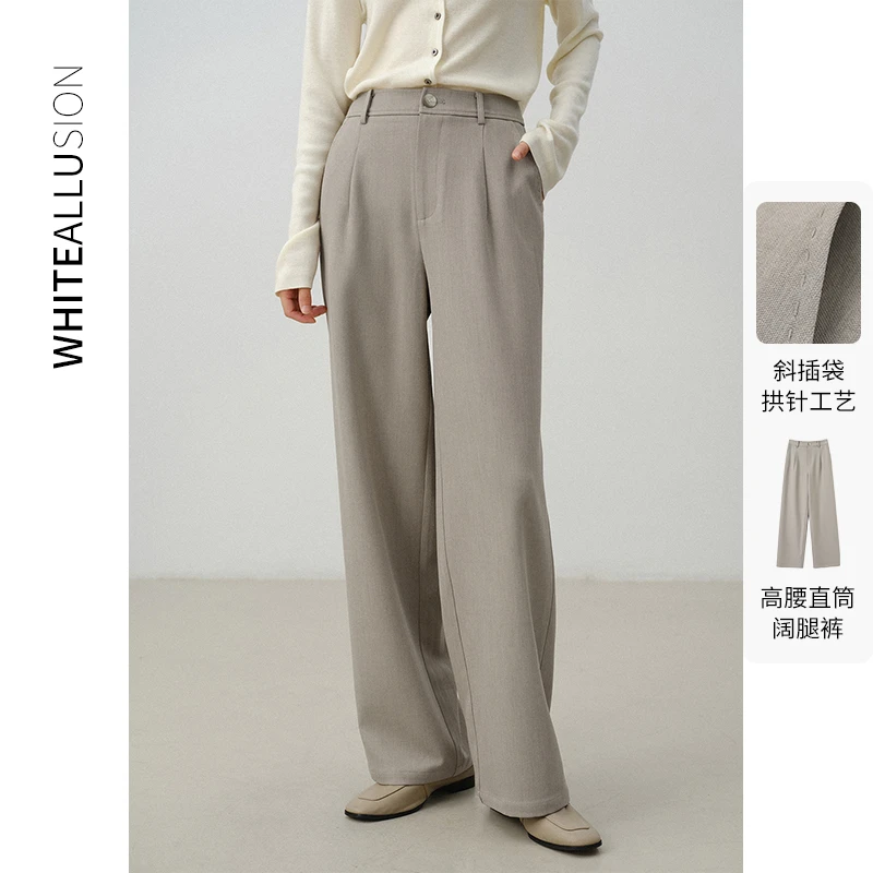 素典阔腿直筒垂感休闲裤2025春季新款高级感显瘦高腰宽松百搭长裤