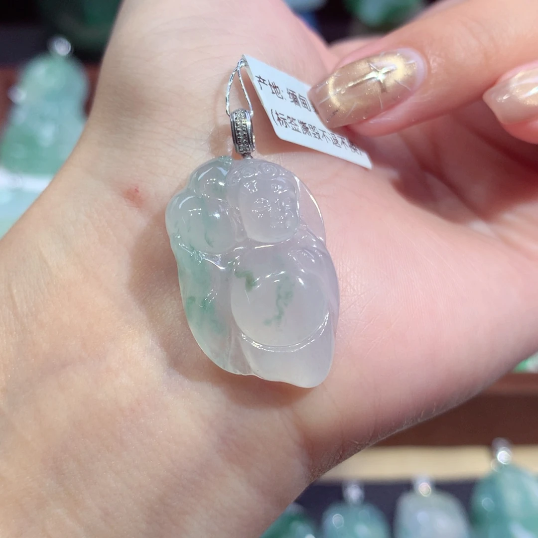 吊坠(不含链)18K金镶嵌翡翠