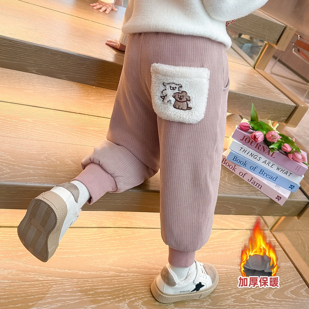 女童加厚棉裤儿童韩版洋气加绒休闲裤小女孩宝宝秋冬装2025新款潮