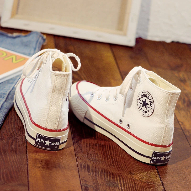 1970s高帮帆布鞋女学生韩版ins原宿风2025新款百搭板鞋港风复古鞋