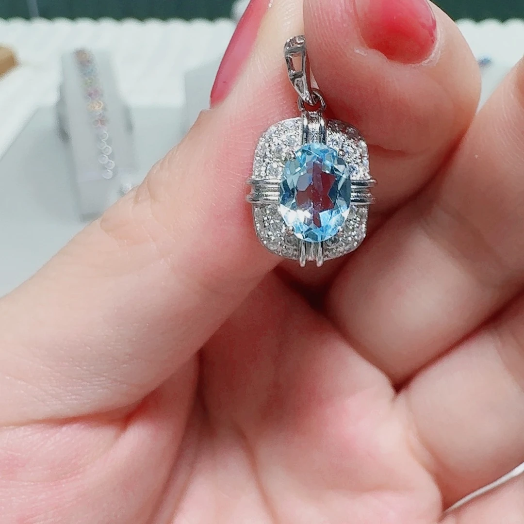 吊坠(不含链)托帕石银S925镶嵌