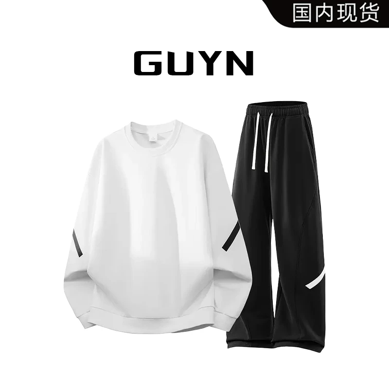 【品牌现货】GUYN潮流宽松休闲卫衣套装男秋冬时尚舒适两件套高级感