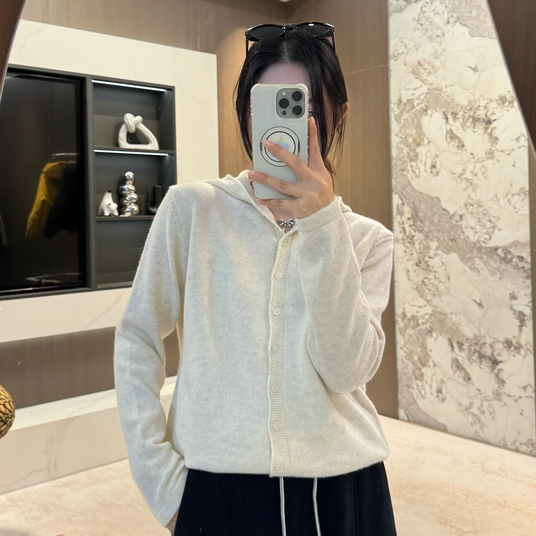 宿慕SUMU韩版连帽针织毛衣开衫外套2025秋冬新款羊毛衫女装28376