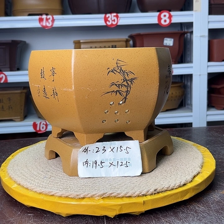 紫砂花盆蛇年大吉
