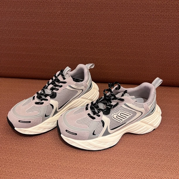 老爹鞋女拼色软底增高字母鞋休闲运动跑步鞋F5168（跟高4cm）