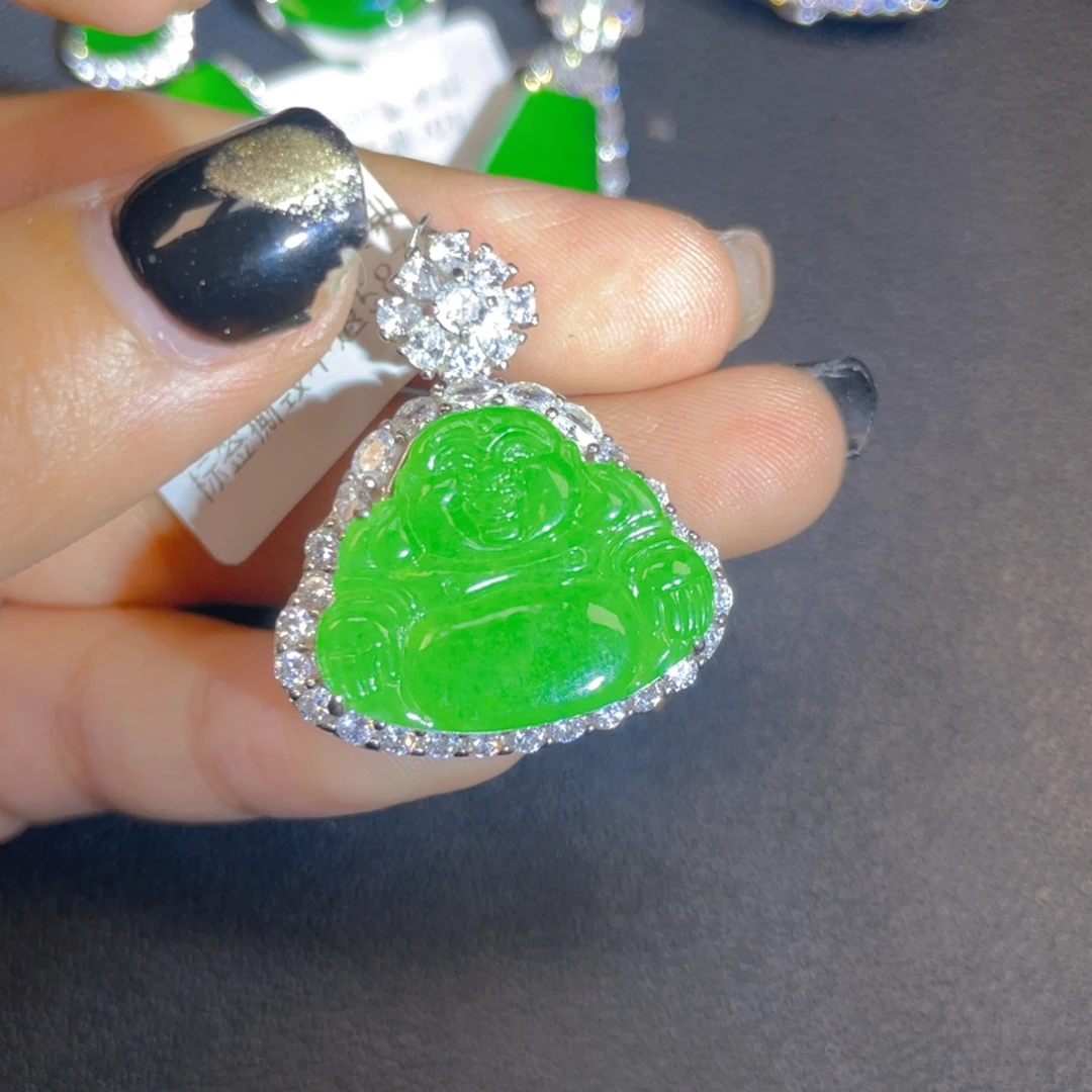 翡翠银S925镶嵌挂件tutu