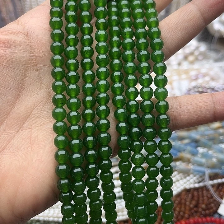 玛瑙/玉髓未镶嵌珠宝半成品一条6mm左右碧玉