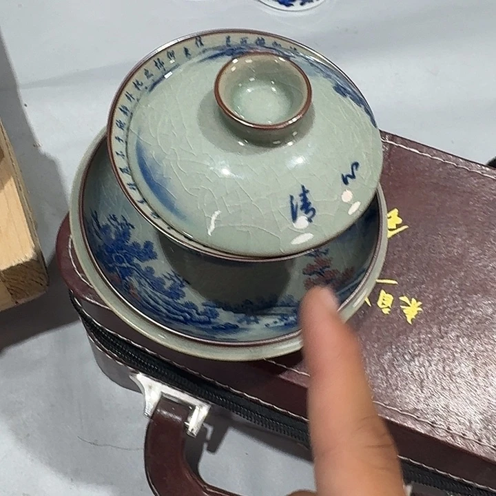 陶泥文子盖碗微瑕