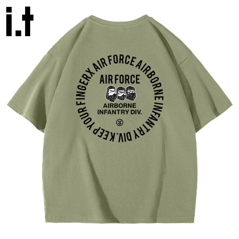 it FINGERCROXX短袖男纯棉潮牌半袖25夏季重磅高级感绿色t恤男款