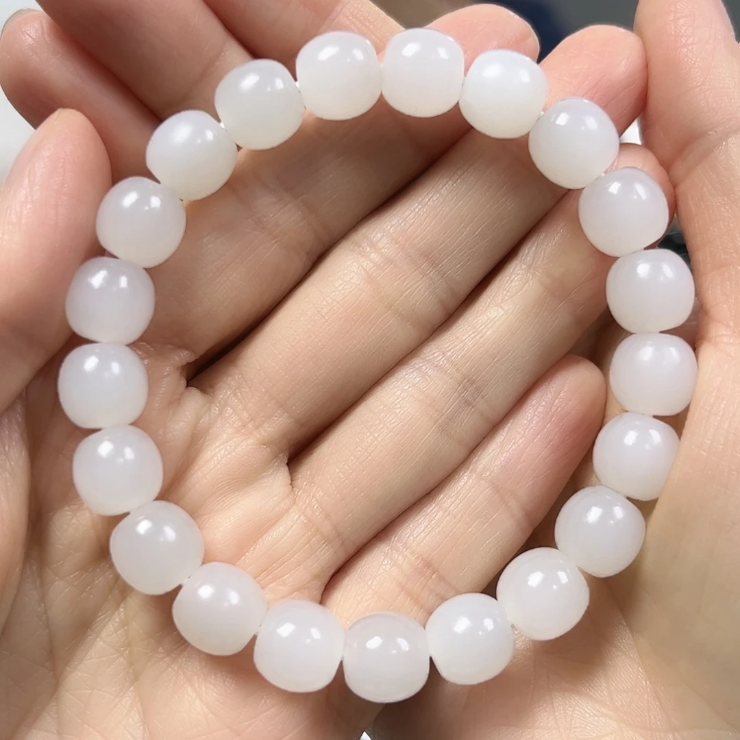 和田玉未镶嵌手串卡10老形珠珠宝级货头