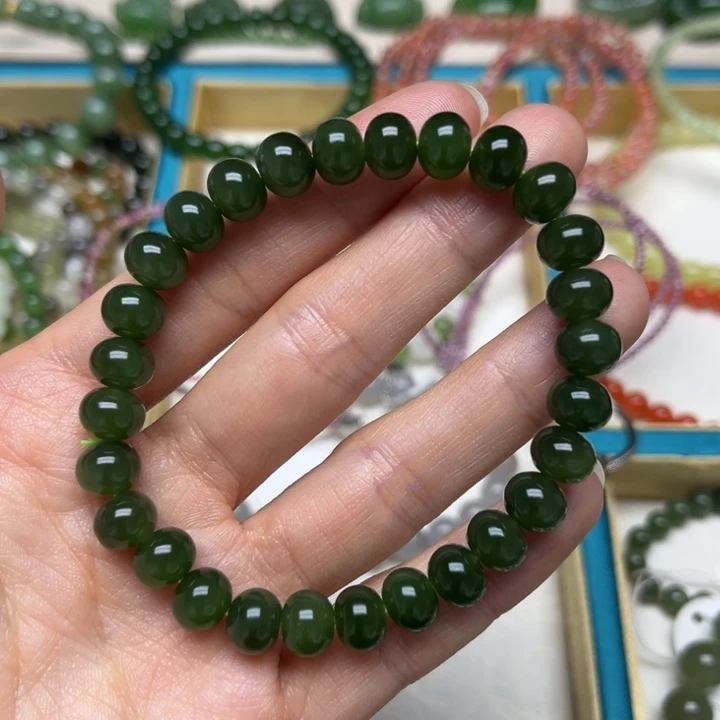 和田玉手串未镶嵌卡8