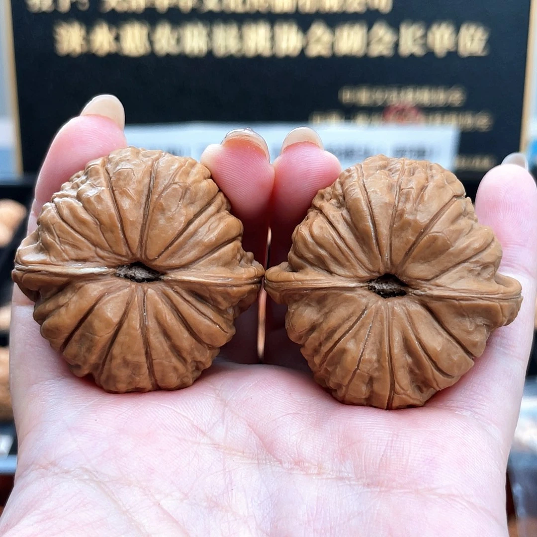 把件文玩核桃42毕业级正圆平凹➕放射纹➕近正肩42s8