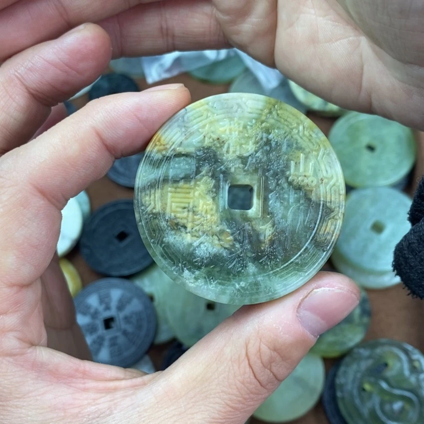 【闪购商品】岫玉颈饰未镶嵌直径5.0岫玉山鬼花钱