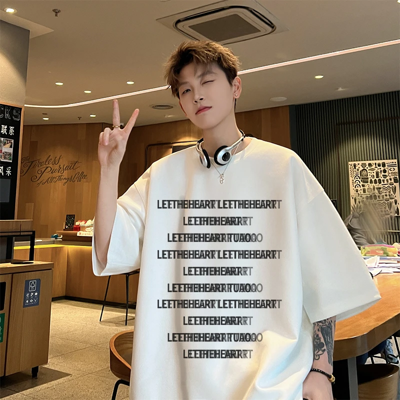 短袖男t恤夏季新款重磅高级感炸街上衣痞帅慵懒风美式cleanfitT恤