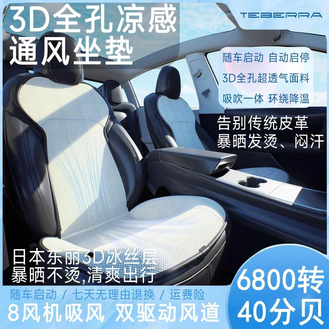 特斯拉Model3/Y夏季冰丝舒适座椅通风时尚坐垫座垫双色透气