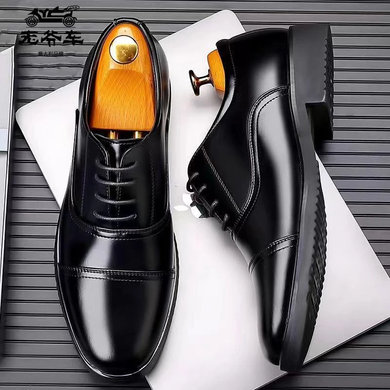 老爷车大码真皮男士皮鞋牛皮商务正装三接头透气休闲软底结婚男鞋