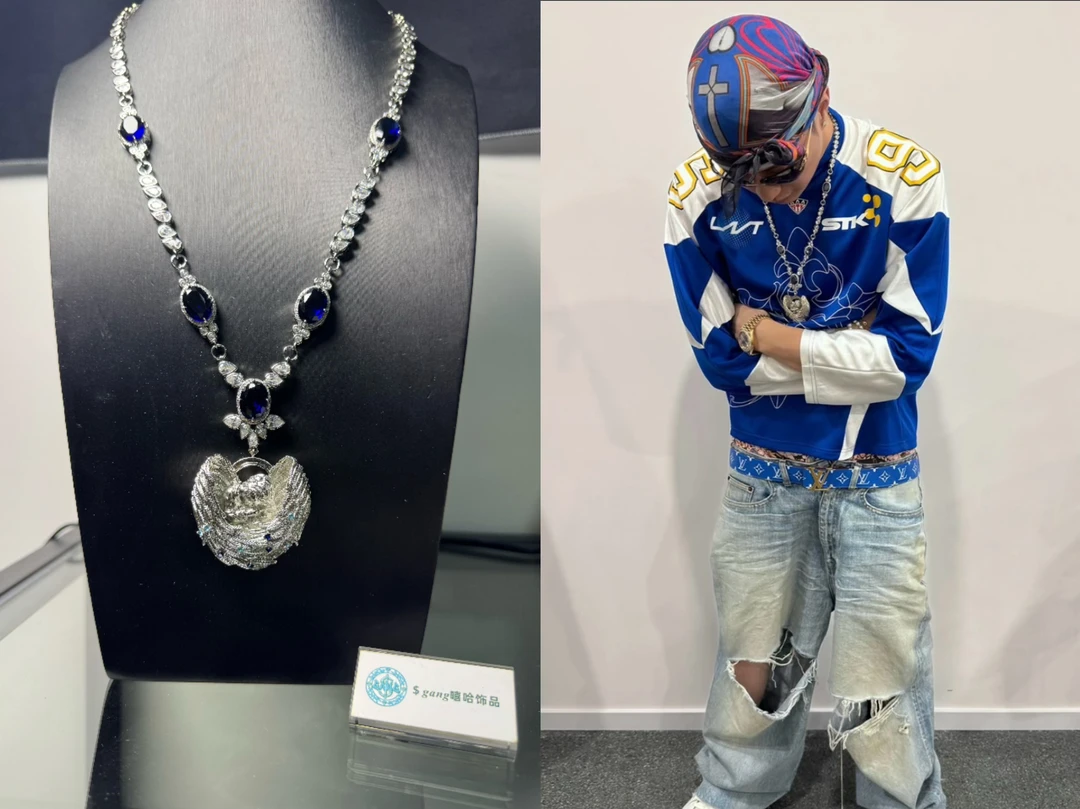 铜合金锆石项链 艾志恒asen天使丘比特项链一套 铜镶锆石 $ gang