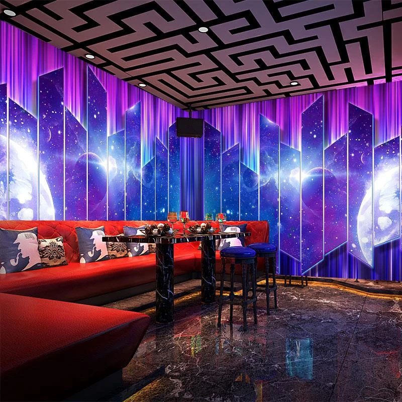 梦幻星空KTV包厢集成墙板闪光背景3d立体发光科技纤维板电竞房自