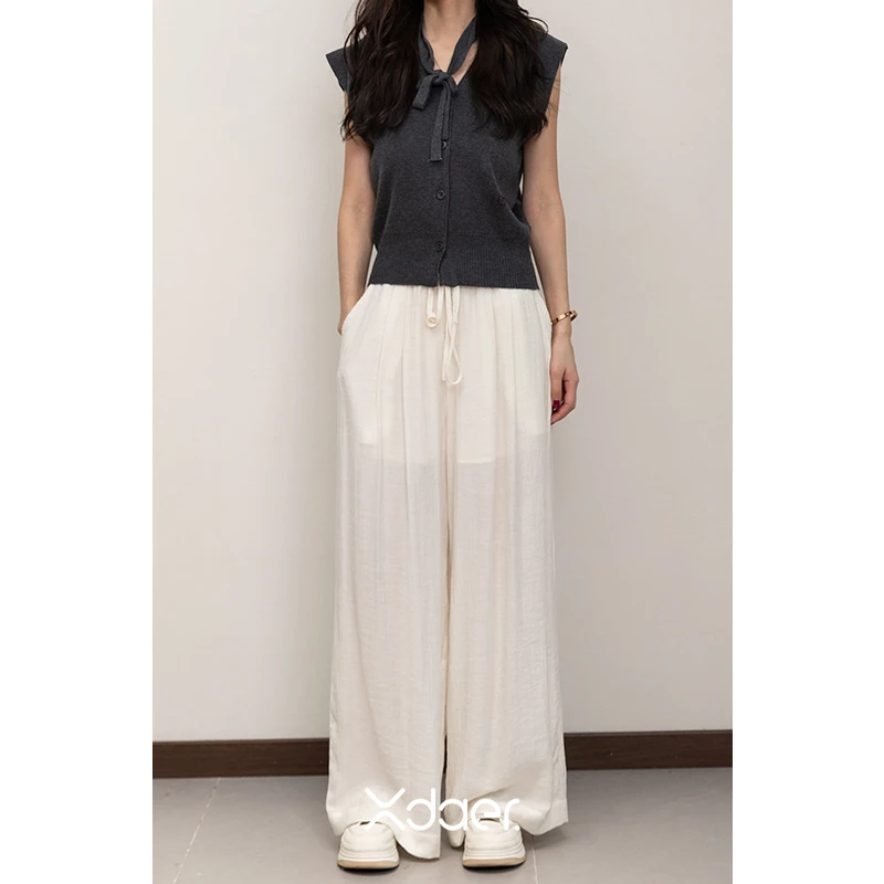 Xdaer/香妲儿百搭休闲裤高腰卡其色日系厚款宽松K2525205