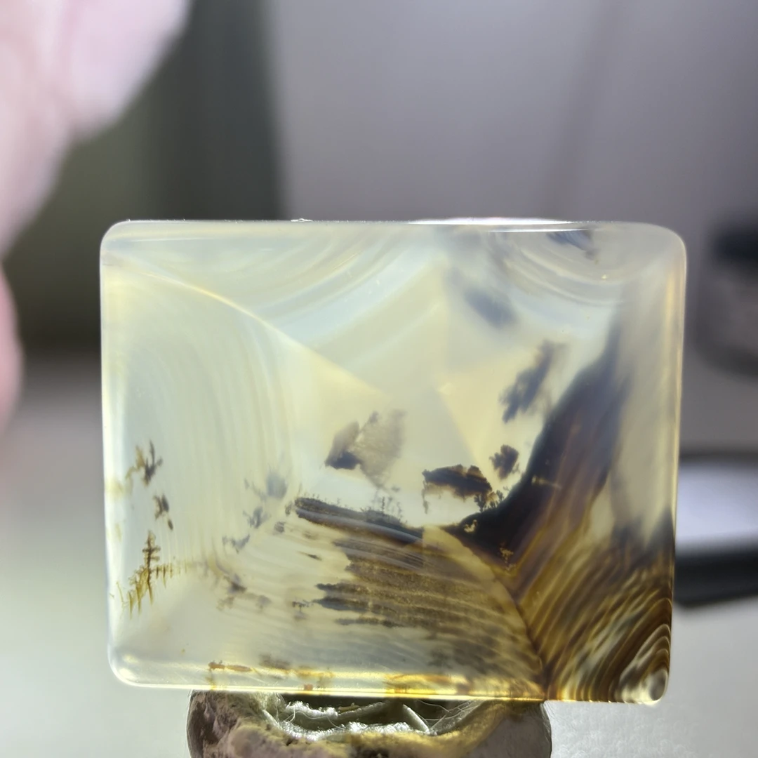 天然马达加斯加海洋玉髓甜美吊坠水滴草花山水意境象形灵摆件玉髓