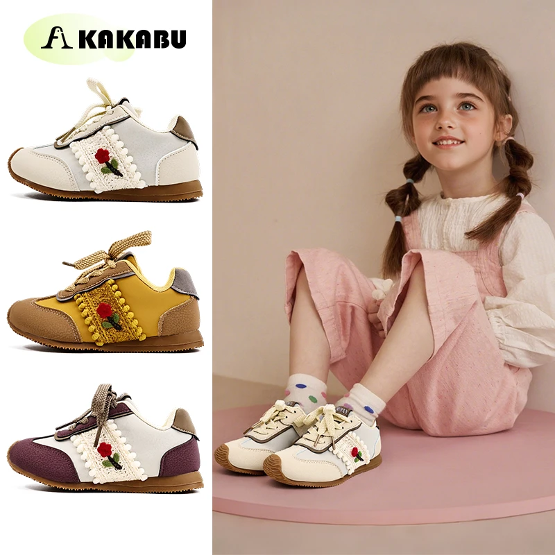 秋季儿童鞋子魔术贴女童鞋子轻便舒适儿童运动鞋森系花朵童鞋2025